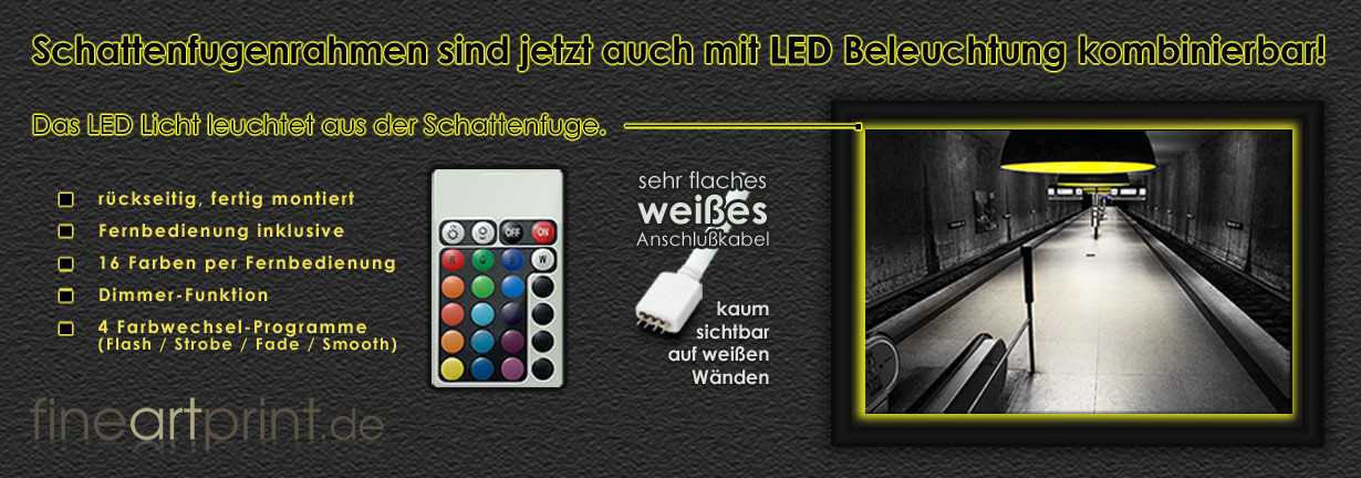 Kombinationsmöglichkeit Schattenfugenrahmen mit LED Beleuchtung Kombinationsmöglichkeit Schattenfugenrahmen mit LED Beleuchtung